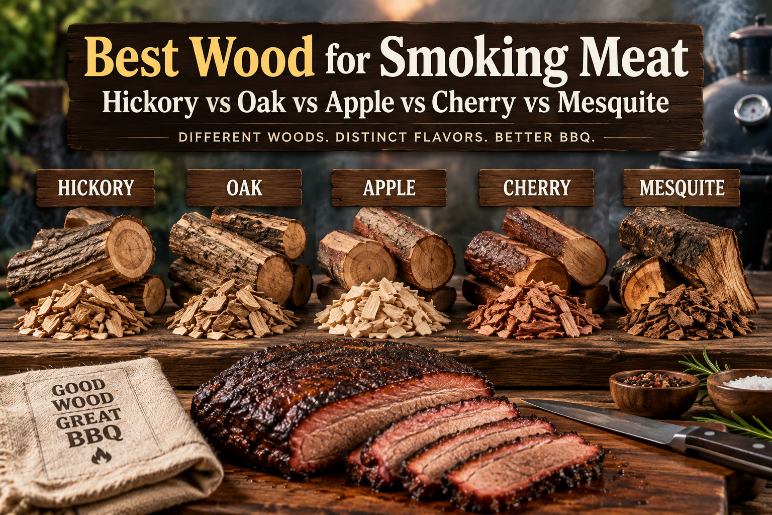 Best Wood for Smoking Meat: Hickory vs Oak vs Apple vs Cherry vs Mesquite