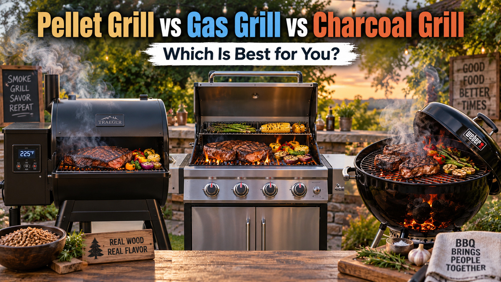 Pellet Grill vs Gas Grill vs Charcoal Grill: Which Is Best for You?
